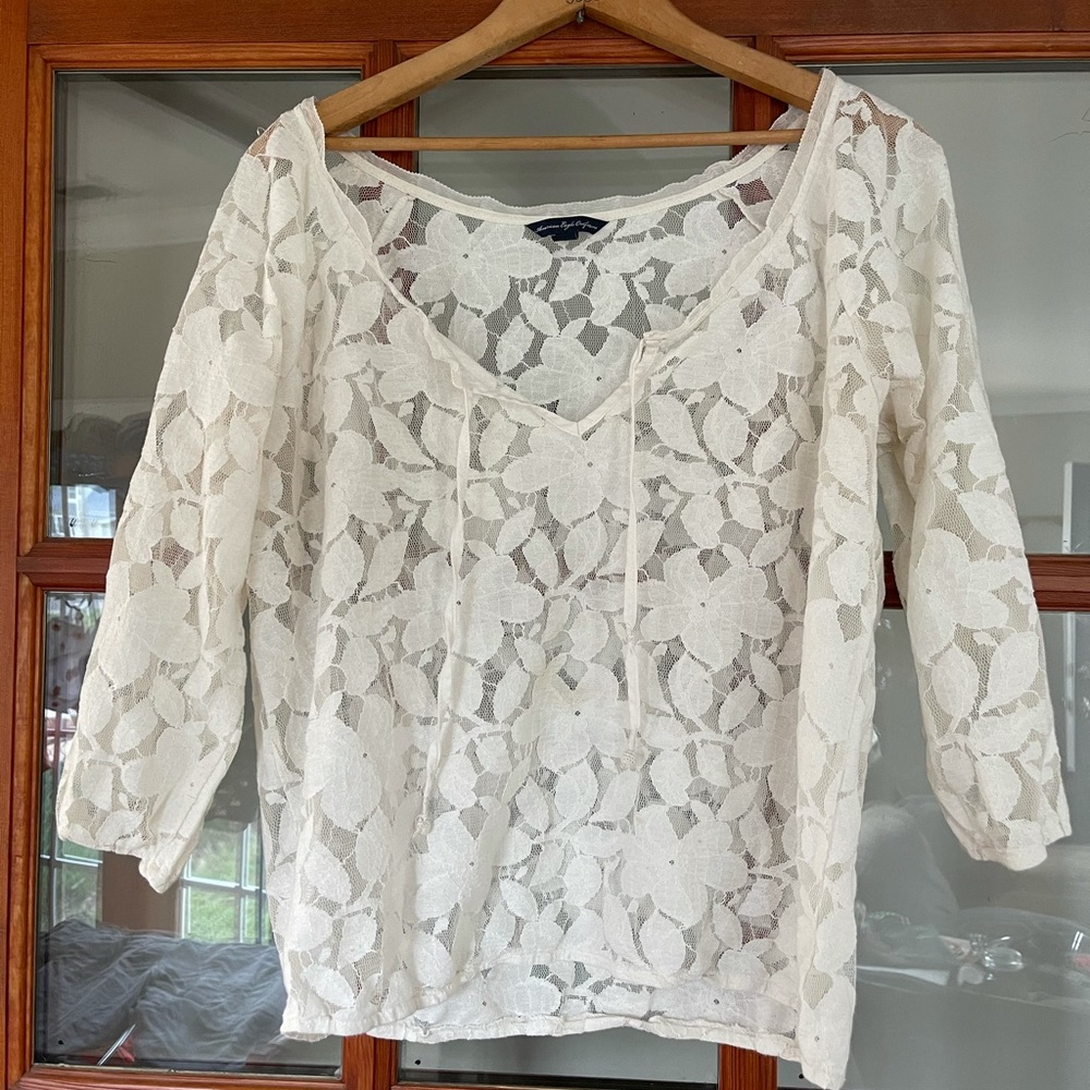 American Eagle Sheer Lace Blouse